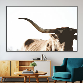 35866-SEG-FC-51X34_Oversize-Texas Longhorn Wall Art – Rustic Western Bull Canvas Print, Farmhouse Animal Photography Decor for Living Room, Office, or Ranch