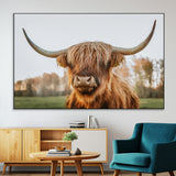64824-SEG-FC-51X34_Oversize-Highland Cow Wall Art – Rustic Scottish Bull Canvas Print, Farmhouse Animal Decor for Living Room, Bedroom, Office or Cabin