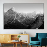 10775-SEG-FC-51X34_Oversize-Snow Capped Mountain Wall Art – Black and White Canvas Print of Majestic Peaks, Nature Landscape Photography for Office, Bedroom,