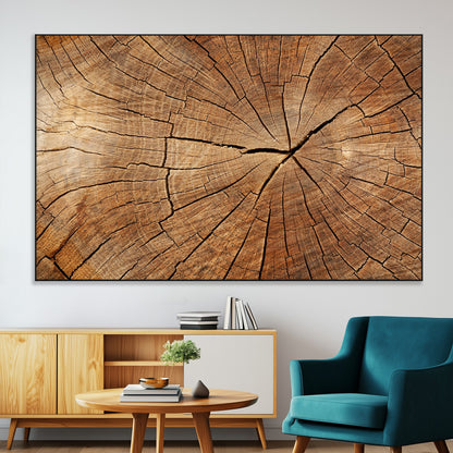 61710-SEG-FC-51X34_Oversize-Tree Rings Wall Art – Rustic Wood Grain Canvas Print of Tree Trunk Cross Section, Nature Inspired Decor for Cabin, Office, Living