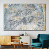 17631-SEG-FC-51X34_Oversize-Radiant Burst Wall Art – Abstract Sunburst Canvas Print in Blue and Gold, Modern Geometric Painting for Living Room, Office or