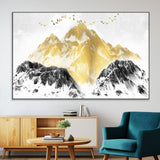 37733-SEG-FC-51X34_Oversize-Golden Mountain Wall Art – Modern Abstract Landscape Canvas Print with Birds, Luxury Nature Decor for Living Room, Bedroom, or