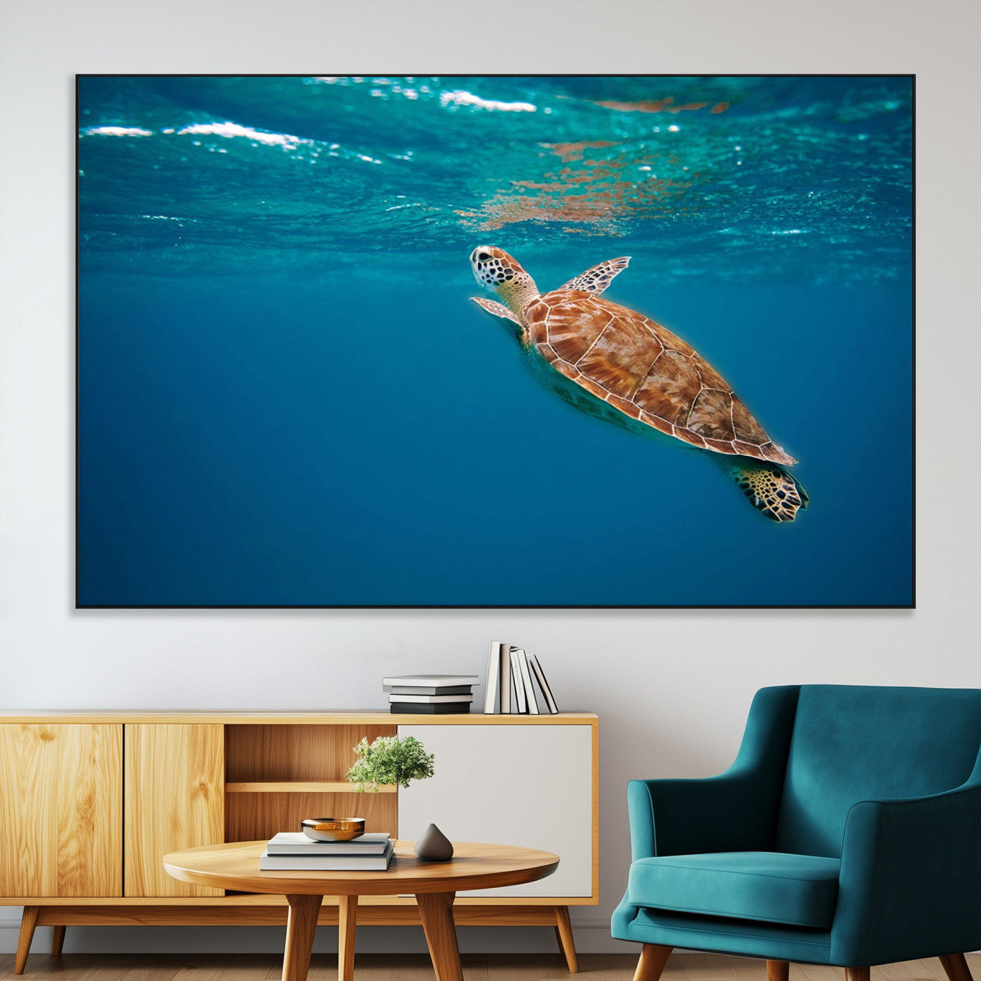 91440-SEG-FC-51X34_Oversize-Sea Turtle Wall Art – Ocean Turtle Canvas Print, Underwater Marine Life Decor for Living Room, Office, Beach House or Bathroom