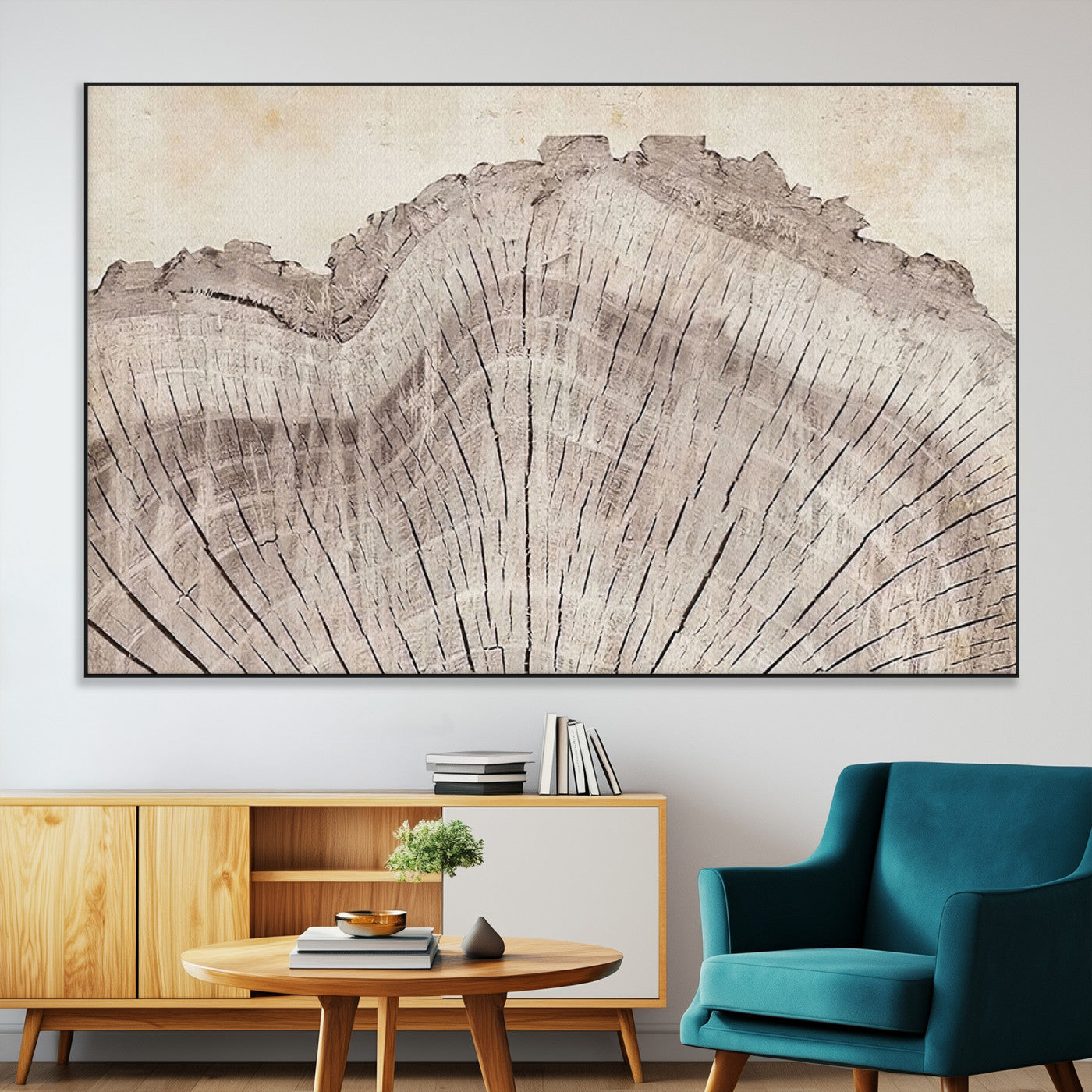67528-MGV-CV-36X24-Wood Ring Wall Art Canvas Print, Framed Tree Ring Art Picture Print, Rustic Tree Ring Perfect Neutral Boho Decor Artwork