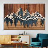 41330-SEG-FC-51X34_Oversize-Rustic Mountain Wall Art – Wooden Nature Scene with Trees and Peaks, Handmade 3D Layered Decor for Living Room, Cabin or Office