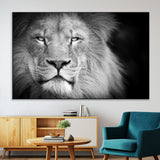 94453-SEG-FC-51X34_Oversize-Lion Portrait Wall Art – Black and White King of the Jungle Canvas Print, Safari Wildlife Decor for Office, Bedroom, or Living