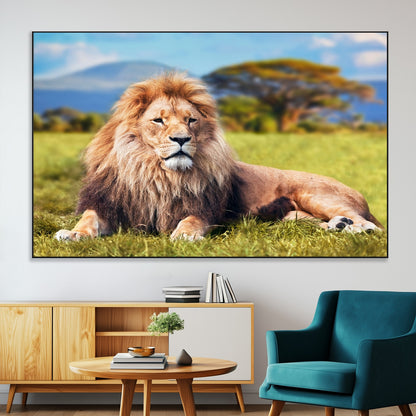 67826-MGV-CV-36X24-Majestic Lion Wall Art – King of the Jungle Canvas Print, Safari Wildlife Decor for Living Room, Office, or Man Cave