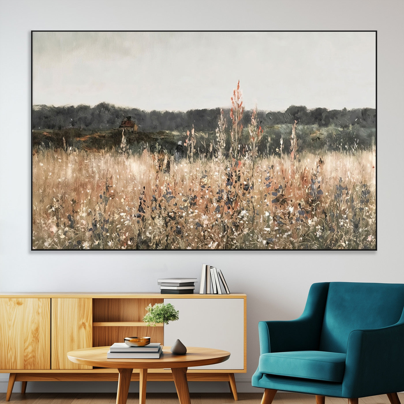 46308-MGV-CV-36X24-Wildflower Field Wall Art – Rustic Meadow Landscape Canvas Print, Country Nature Decor for Living Room, Bedroom or Farmhouse