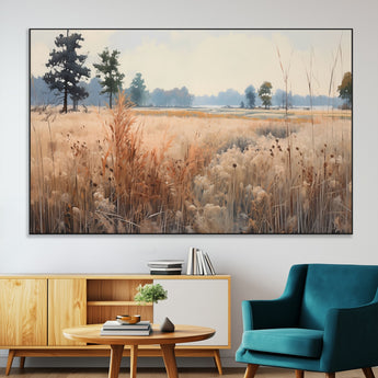 98822-MGV-CV-36X24-Autumn Meadow Wall Art – Tranquil Grassland Landscape Canvas Print, Rustic Country Decor for Living Room, Bedroom or Farmhouse
