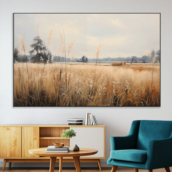 38193-MGV-CV-36X24-Golden Meadow Wall Art – Serene Grassland Landscape Canvas Print, Rustic Nature Decor for Bedroom, Living Room or Farmhouse