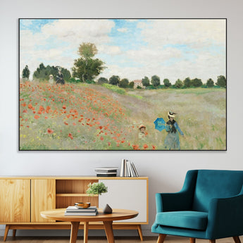74890-MGV-CV-36X24-Monet Poppy Field Wall Art – Impressionist Landscape Canvas Print, Classic French Artwork for Living Room, Bedroom or Office Decor