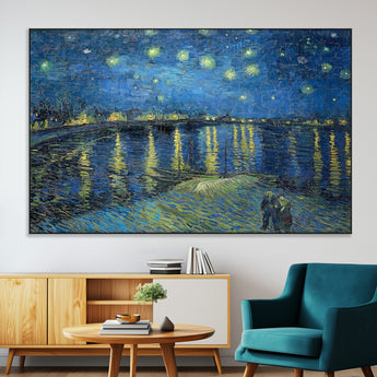 94605-MGV-CV-36X24-Starry Night Over the Rhone Wall Art – Vincent van Gogh Canvas Print, Famous Impressionist Painting for Living Room, Office