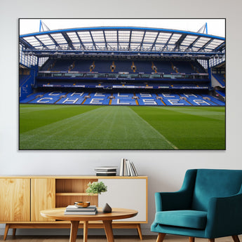 59508-MGV-CV-36X24-Chelsea Stadium Wall Art – Stamford Bridge Football Arena Canvas Print, Iconic Soccer Artwork for Living Room, Office, Game Room