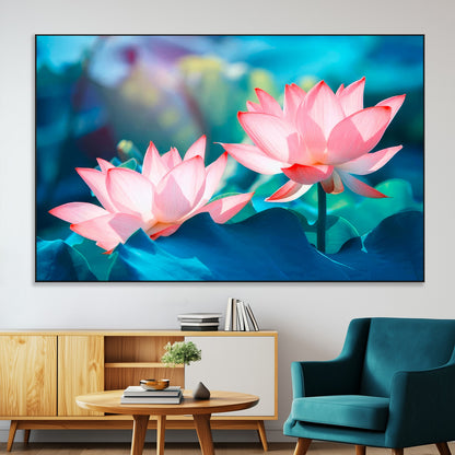 32559-MGV-CV-36X24-Lotus Flower Wall Art – Pink Water Lily Canvas Print, Tranquil Nature Decor for Living Room, Bedroom or Meditation Space
