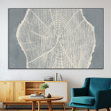 25547-SEG-FC-51X34_Oversize-Tree Ring Wall Art Canvas Print, Framed Linocut Tree Ring Art Picture Print, Wood Texture Perfect Minimalist Farmhouse Decor