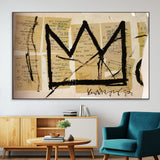 37215-MGV-CV-36X24-Abstract Crown Wall Art – Urban Graffiti Style Canvas Print Modern Street Art Design, Bold Contemporary Decor for Living Room,