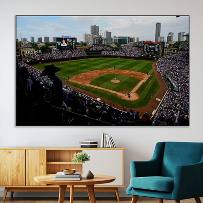 34859-SEG-FC-51X34_Oversize-Wrigley Field Wall Art Canvas Print, Framed Chicago Cubs Stadium Art Picture Print, Wrigley Stadium Field Perfect Sport Room Decor