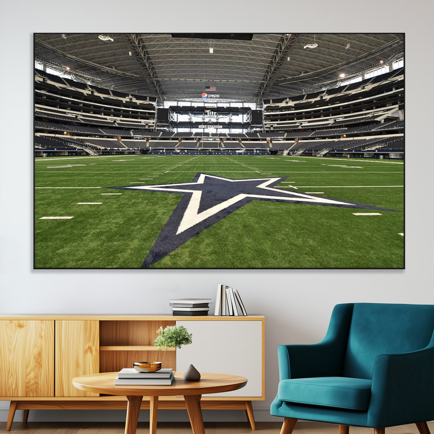 14834-SEG-FC-51X34_Oversize-Dallas Att Stadium Wall Art Canvas Print, Framed Texas NFL Stadium Art Picture Print, American Football Stadium Perfect Sports