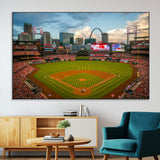 91908-SEG-FC-51X34_Oversize-Baseball Stadium Wall Art – Canvas Print Game Day Field City Skyline Iconic Arch Scene Sports Photography, Decor for Game Room,