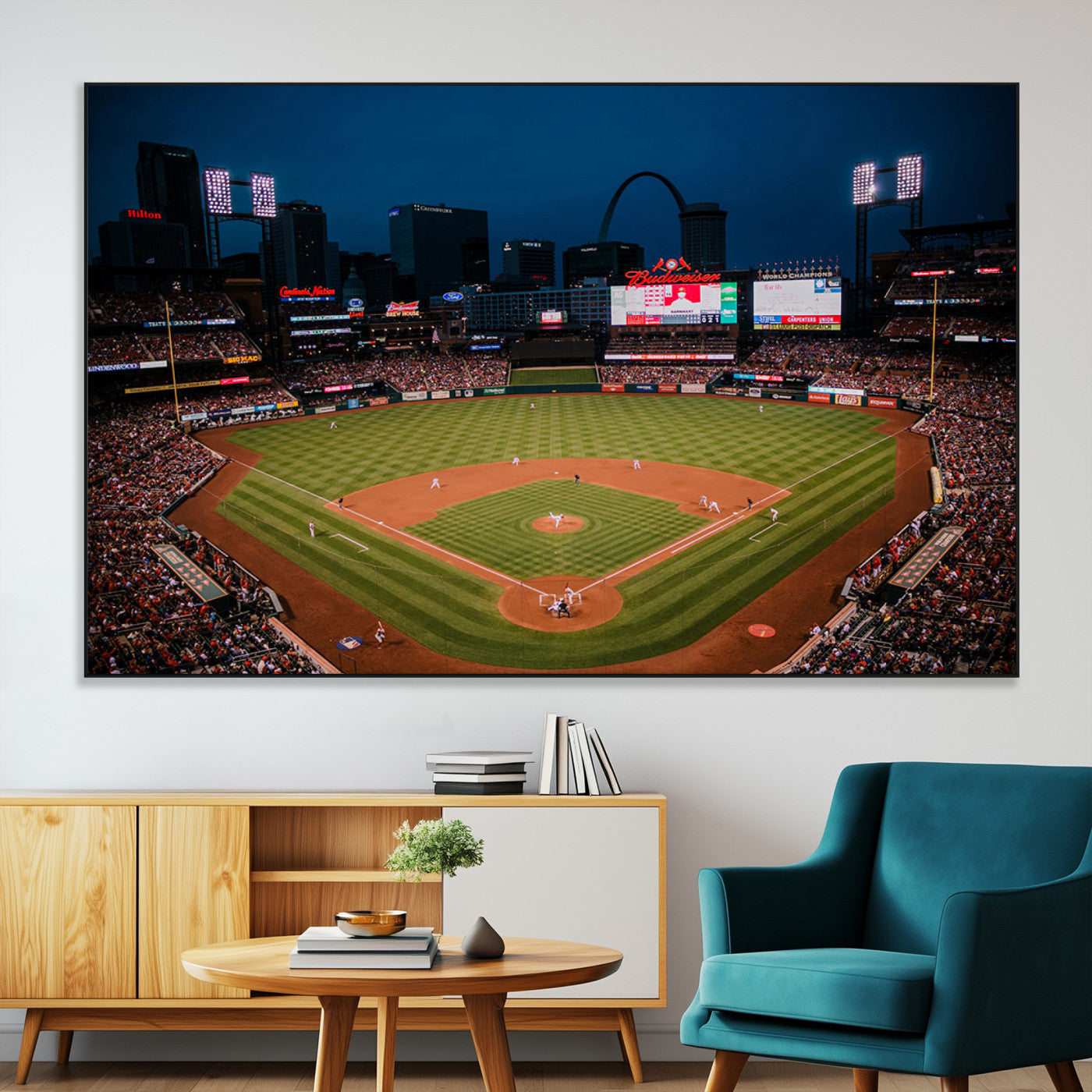 38612-SEG-FC-51X34_Oversize-Busch Stadium Wall Art Canvas Print, Framed Missouri Stadium Art Picture Print, Busch Stadium Field Perfect Sports Room Decor