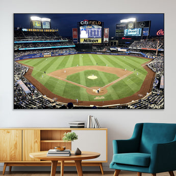 87666-SEG-FC-51X34_Oversize-City Field Stadium Wall Art Canvas Print, Framed New York Stadium Art Picture Print, Citi Field Stadium Perfect Sport Room Decor