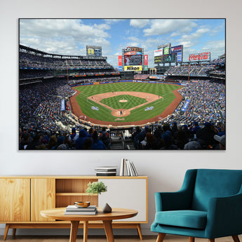 22910-SEG-FC-51X34_Oversize-City Field Stadium Wall Art Canvas Print, Framed New York Stadium Art Picture Print, City Field Perfect Sport Room Decor Artwork