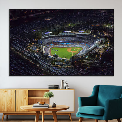 16515-SEG-FC-51X34_Oversize-Dodgers Stadium Wall Art Canvas Print, Framed Baseball Stadium Art Picture Print, Dodgers Field Perfect Sport Room Decor Artwork