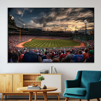 53432-MGV-CV-36X24-Fenway Park Stadium Wall Art Canvas Print, Framed Boston Baseball Stadium Art Picture Print, Massachusetts Fenway Park Perfect