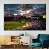 66781-MGV-CV-36X24-Baseball Stadium Wall Art – Canvas Print Evening Game Field Packed Crowd Sunset Sky Sports Photography, Dynamic Decor for Game