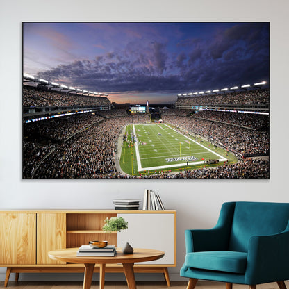 52712-MGV-CV-36X24-Gillette Stadium Field Wall Art Canvas Print, Framed Massachusetts Stadium Art Picture Print, Gillette Stadium Perfect Sport Room