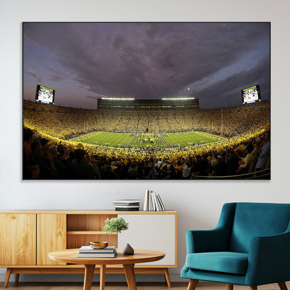 72404-MGV-CV-36X24-Michigan Wolverine Stadium Wall Art Canvas Print, Framed Michigan Stadium Art Picture Print, Football Stadium Perfect Sport Room