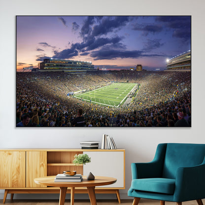 50825-MGV-CV-36X24-Notre Dame Stadium Wall Art Canvas Print, Framed Indiana Stadium Art Picture Print, Football Stadium Perfect Sports Room Decor