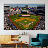 20879-MGV-CV-36X24-Yankee Stadium Wall Art Canvas Print, Framed New York Stadium Art Picture Print, Yankee Field Perfect Sport Room Decor Artwork