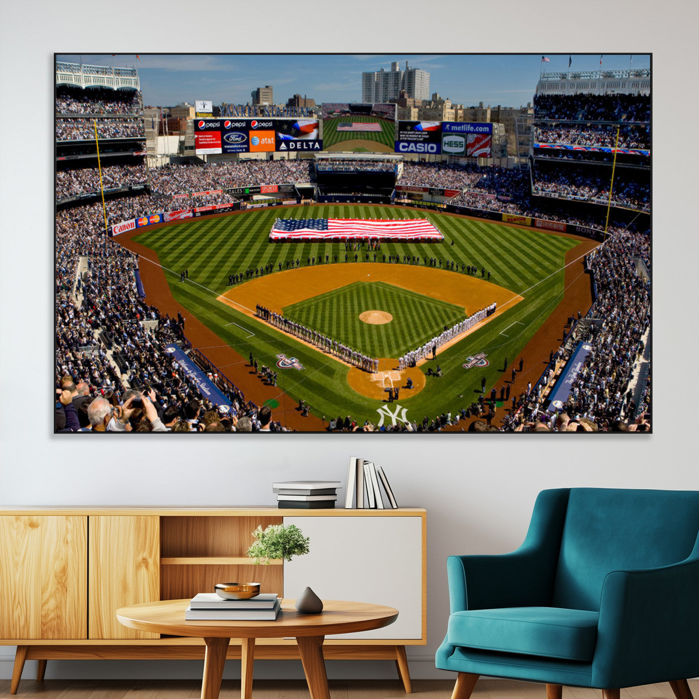 20879-SEG-FC-51X34_Oversize-Yankee Stadium Wall Art Canvas Print, Framed New York Stadium Art Picture Print, Yankee Field Perfect Sport Room Decor Artwork