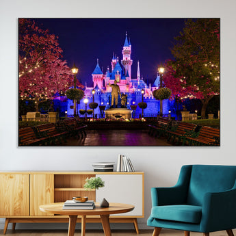 79435-SEG-FC-51X34_Oversize-Disney Castle Wall Art Canvas Print, Framed Magic Kingdom Art Picture Print, Disney World Perfect Child Room Decor Artwork