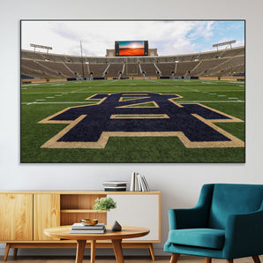 52835-MGV-CV-36X24-Notre Dame Stadium Wall Art Canvas Print, Framed Indiana Stadium Art Picture Print, Notre Dame Field Perfect Sport Room Decor