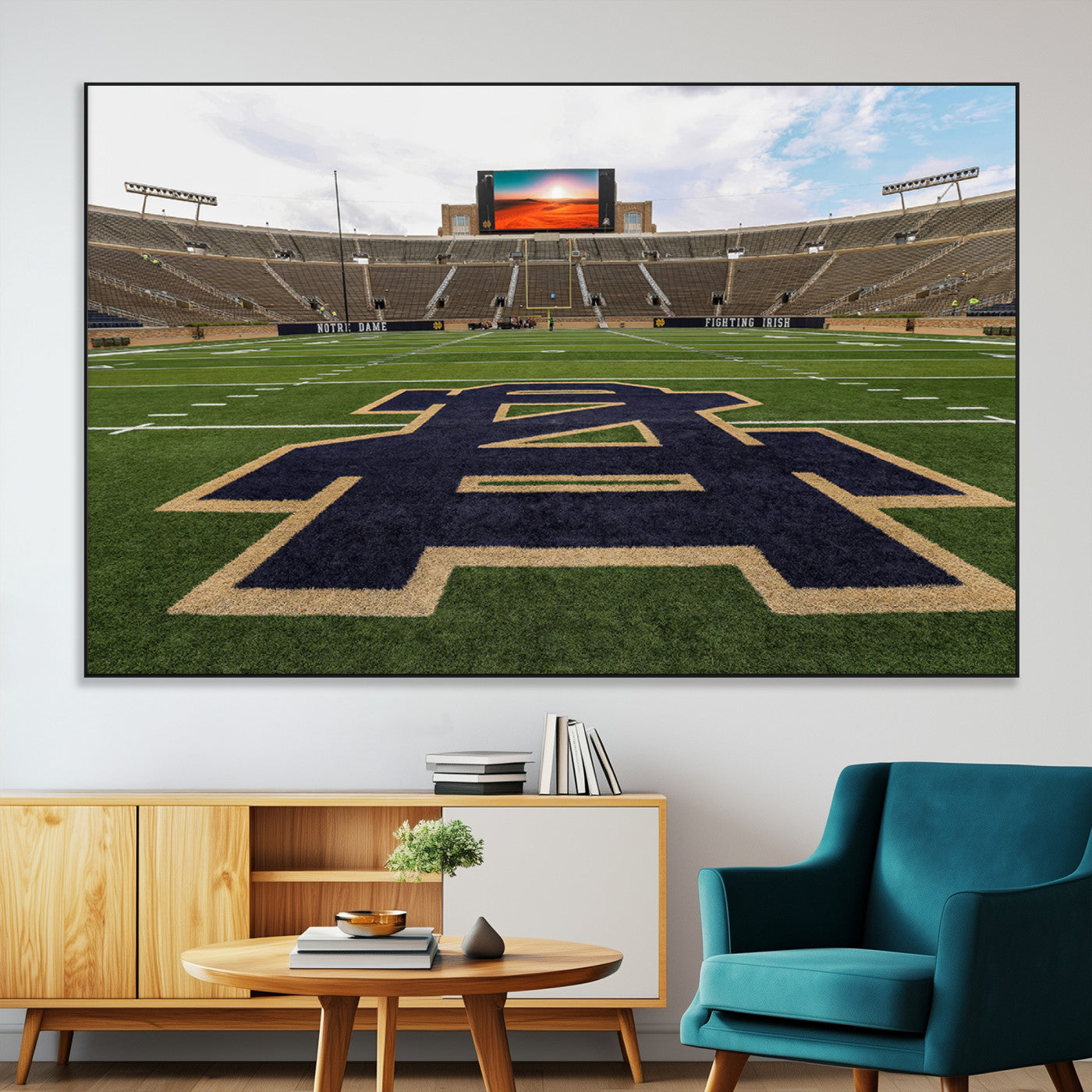 52835-MGV-CV-36X24-Notre Dame Stadium Wall Art Canvas Print, Framed Indiana Stadium Art Picture Print, Notre Dame Field Perfect Sport Room Decor