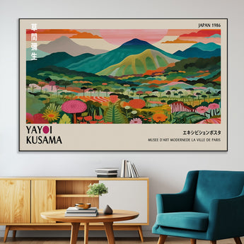 54215-MGV-CV-36X24-Yayoi Kusama Wall Art – Panoramic Japanese Landscape Canvas Print, Modern Abstract Nature Decor for Office, Bedroom or Living Room