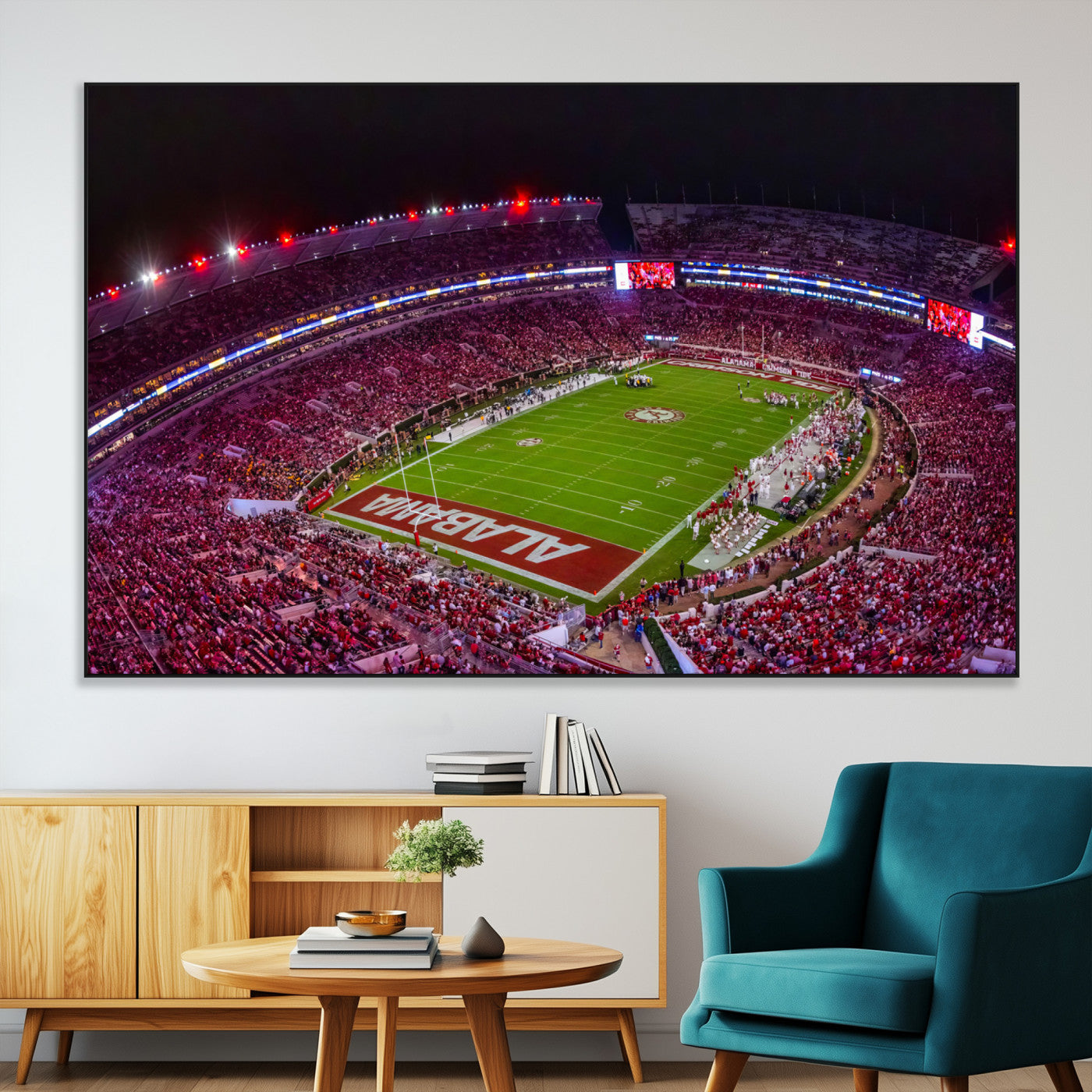 11343-MGV-CV-36X24-Bryant-Denny Stadium Wall Art – Panoramic Alabama Crimson Tide Football Field Canvas Print, Game Day Decor for Office, Man Cave or