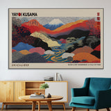 49228-MGV-FC-93X47-3P_Black-Kusama Wall Art – Vibrant Japanese Landscape Canvas Print, Modern Abstract Mountain and River Decor for Living Room, Office or Art