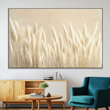 81444-SEG-FC-51X34_Oversize-Pampas Grass Wall Art Canvas Print, Framed Beige Pampas Grass Art Picture Print, Minimalist Beige Perfect Minimalist Nature Decor