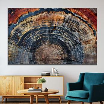63519-SEG-FC-51X34_Oversize-Tree Ring Wall Art – Rustic Nature Wood Grain Canvas Print, Abstract Natural Texture Artwork Poster for Living Room, Bedroom,