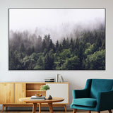 42578900-SEG-FC-51X34_Oversize-Misty Forest Wall Art – Serene Mountain Pine Tree Canvas Print, Nature Landscape Decor for Bedroom, Living Room, Office or Rustic