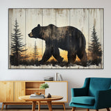 83875-SEG-FC-51X34_Oversize-Sunset Bear Wall Art – Rustic Wildlife Canvas Print with Forest Silhouette, Cabin Lodge Decor for Living Room or Office