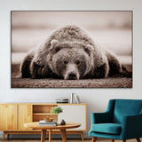 20611-MGV-CV-36X24-Grizzly Bear Wall Art – Majestic Wildlife Sepia Canvas Print, Rustic Nature Animal Artwork for Cabin, Lodge, Living Room, Bedroom,