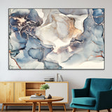 51497-MGV-CV-36X24-Abstract Blue and Gold Wall Art – Modern Fluid Ink Style Canvas Print, Elegant Contemporary Decor for Living Room, Office