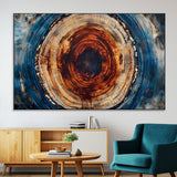 90395-MGV-CV-36X24-Tree Ring Wall Art – Abstract Wood Grain Canvas Print with Fiery Red and Blue Tones, Bold Rustic Nature Inspired Artwork Decor for