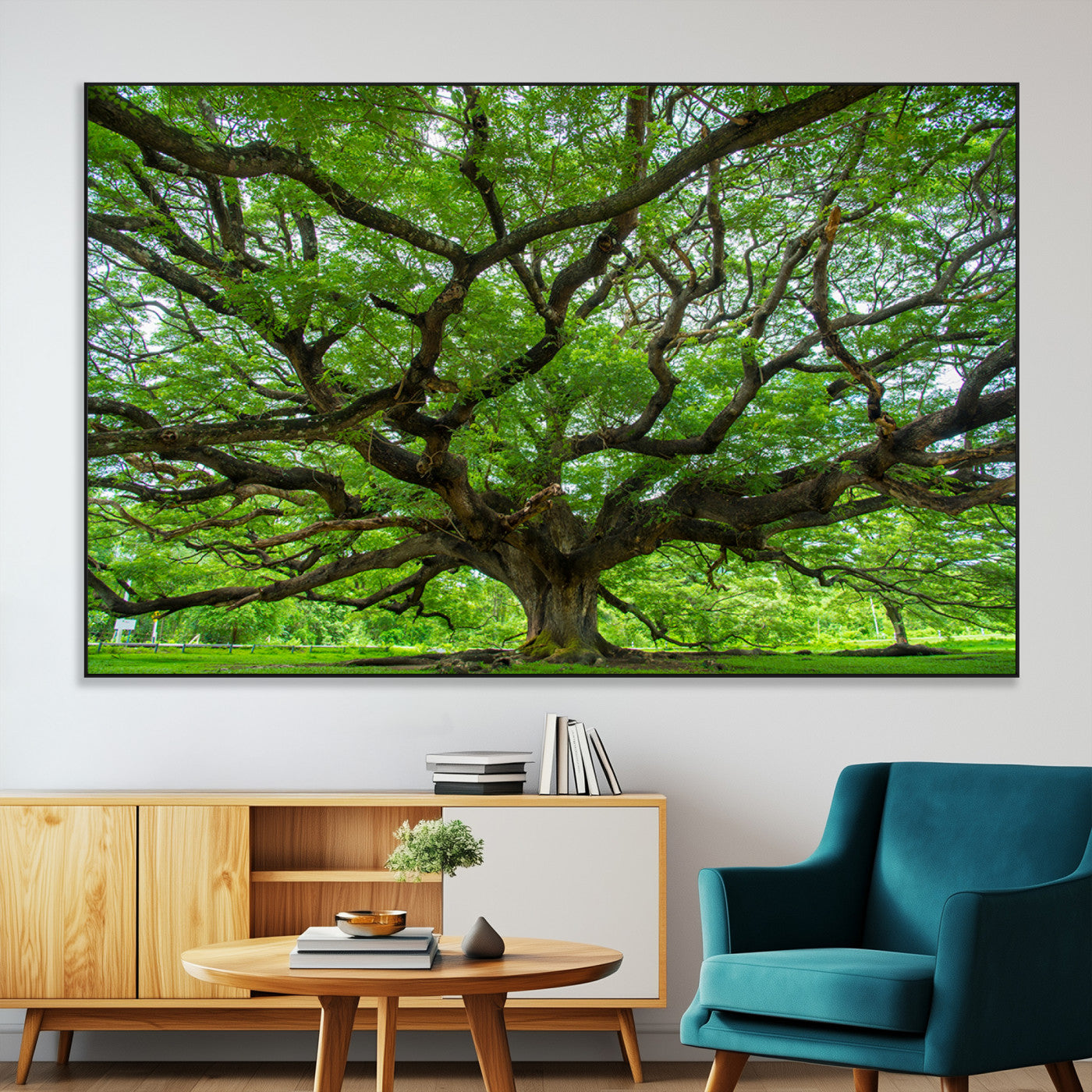 49375306-MGV-CV-36X24-Ancient Tree Wall Art Canvas Print, Framed Sprawling Branches Art Picture Print, Gnarling Tree Perfect Earthy Natural Decor