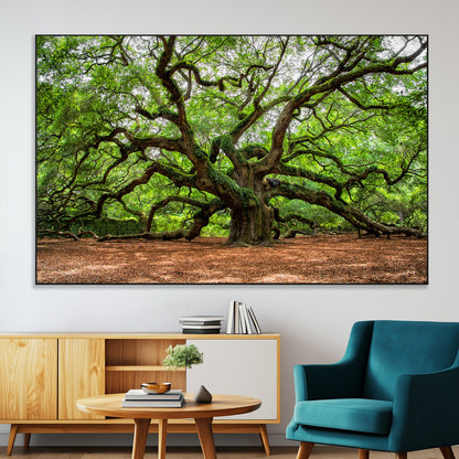 51255351-MGV-CV-36X24-Ancient Tree Wall Art – Majestic Oak Canvas Print, Large Nature Photography, Sacred Forest Landscape Wall Décor, Wisdom Tree