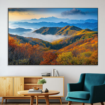 86772247-MGV-CV-36X24-Autumn Mountains Wall Art Canvas Print, Framed Fall Foliage Art Picture Print, Vibrant Hills Perfect Vibrant Nature Decor Artwork